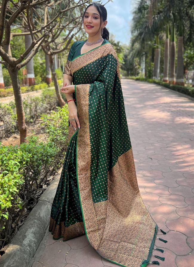 Banarasi Silk Green Traditional Wear Weaving Saree